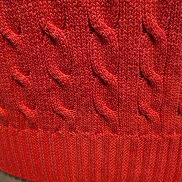 RALPH LAUREN SPORT Coral Pink Cable Knit V- Neck Sweater XL - Picture 6 of 8